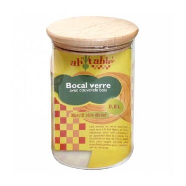 BOCAL VERRE COUVERCLE BOIS 0.8L