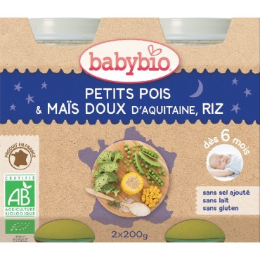 PETITS POIS MAIS RIZ POT 2X200G