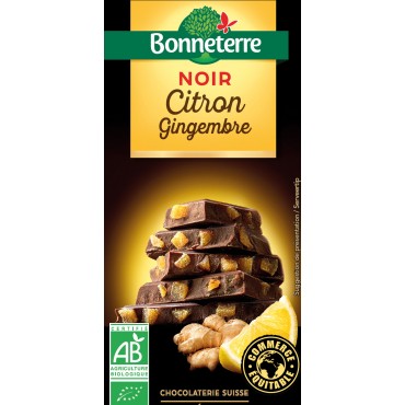 CHOCOLAT NOIR CITRON GINGEMBRE 100G