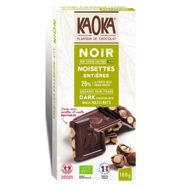 CHOCOLAT NOIR NOISETTES ENTIERES 180G